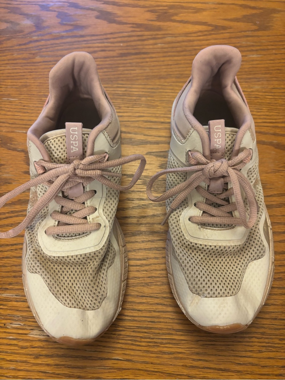U.S. Polo Assn. Women's Athletic Sneakers in Beige and Dusty Pink
